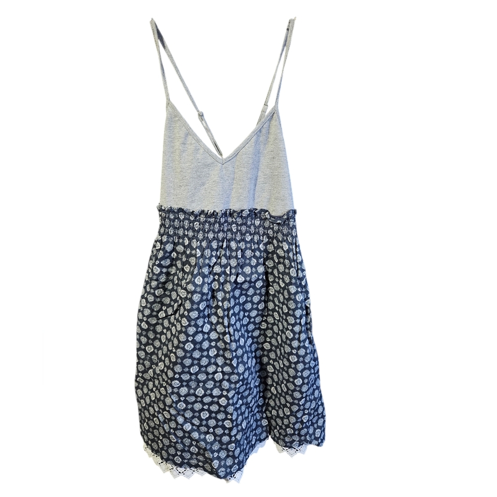 Roxy size large women's gray and navy blue dress